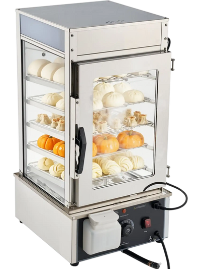 Vevor Food Warmer Display 5-Tier 1200W Steam Heated 120L LED Light New