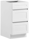 VEVOR White Shaker Base Cabinet Ready to Assemble, 18"W Unassembled Cabinet, 18" W x 24" D x 34.5" H, with 3 Drawers, Soft-Close Hardware, Fine Edge Banding, for Home, Office, and Laundry Room