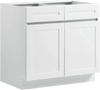 VEVOR White Shaker Base Cabinet Ready to Assemble, 36"W Unassembled Cabinet, 36" W x 24" D x 34.5" H, with 2 Doors, 2 Drawers, Adjustable Shelf, Soft-Close Hardware, for Home, Office, and Laundry Room