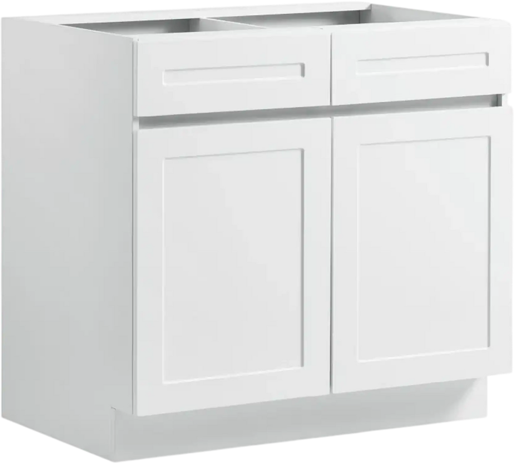 VEVOR White Shaker Base Cabinet Ready to Assemble, 36"W Unassembled Cabinet, 36" W x 24" D x 34.5" H, with 2 Doors, 2 Drawers, Adjustable Shelf, Soft-Close Hardware, for Home, Office, and Laundry Room