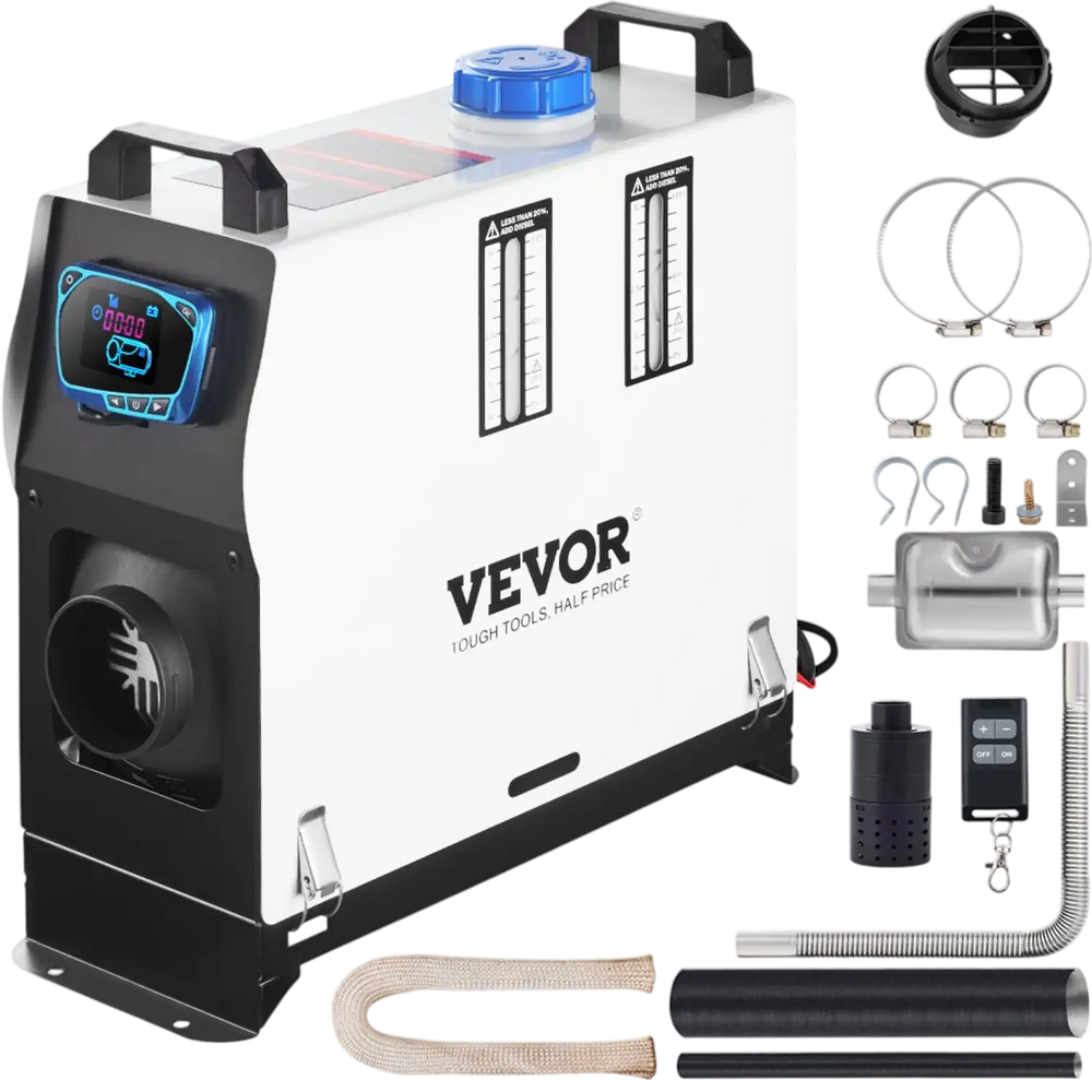 VEVOR Diesel Air Heater All In one, One Air Outlet, 8KW Diesel Heater 12V, Fast Heating, Diesel Parking Heater with Red LCD Switch, Remote Control For Car, RV Truck, Boat, Campervans and Caravans