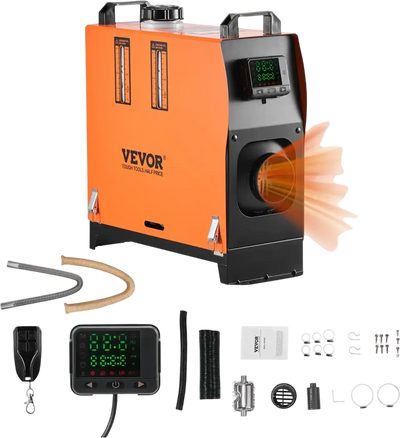 VEVOR Diesel Air Heater, 8 kW DC12-24V, Fast Heating Diesel Parking Heater with Remote Control and Color Digital Display, Low Noise, Voice Announcement, for RV, Truck, Camper, Van, Boat and Trailer