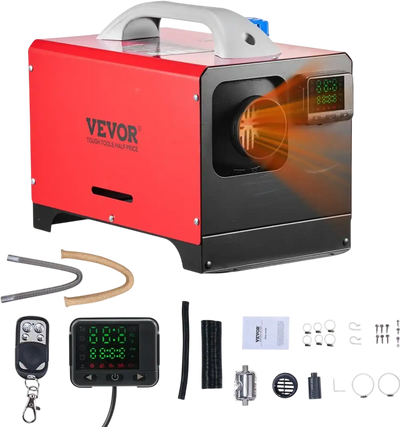 VEVOR Diesel Air Heater, 8 kW DC12-24V, Fast Heating Diesel Parking Heater with Remote Control and Black LCD Switch, Low Noise, Pre-Heating Function, for RV, Truck, Camper, Van, Boat and Trailer