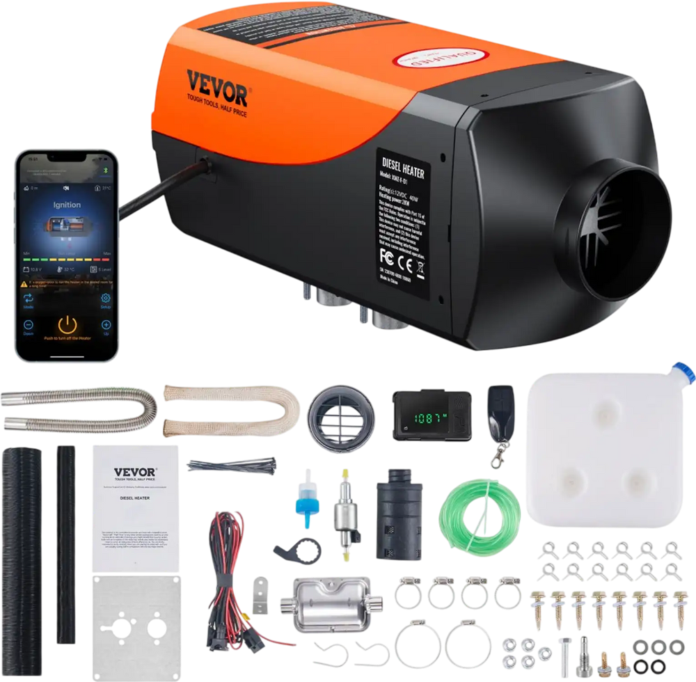 VEVOR Diesel Air Heater 12V 2KW Bluetooth App LCD Display for Car Bus RV