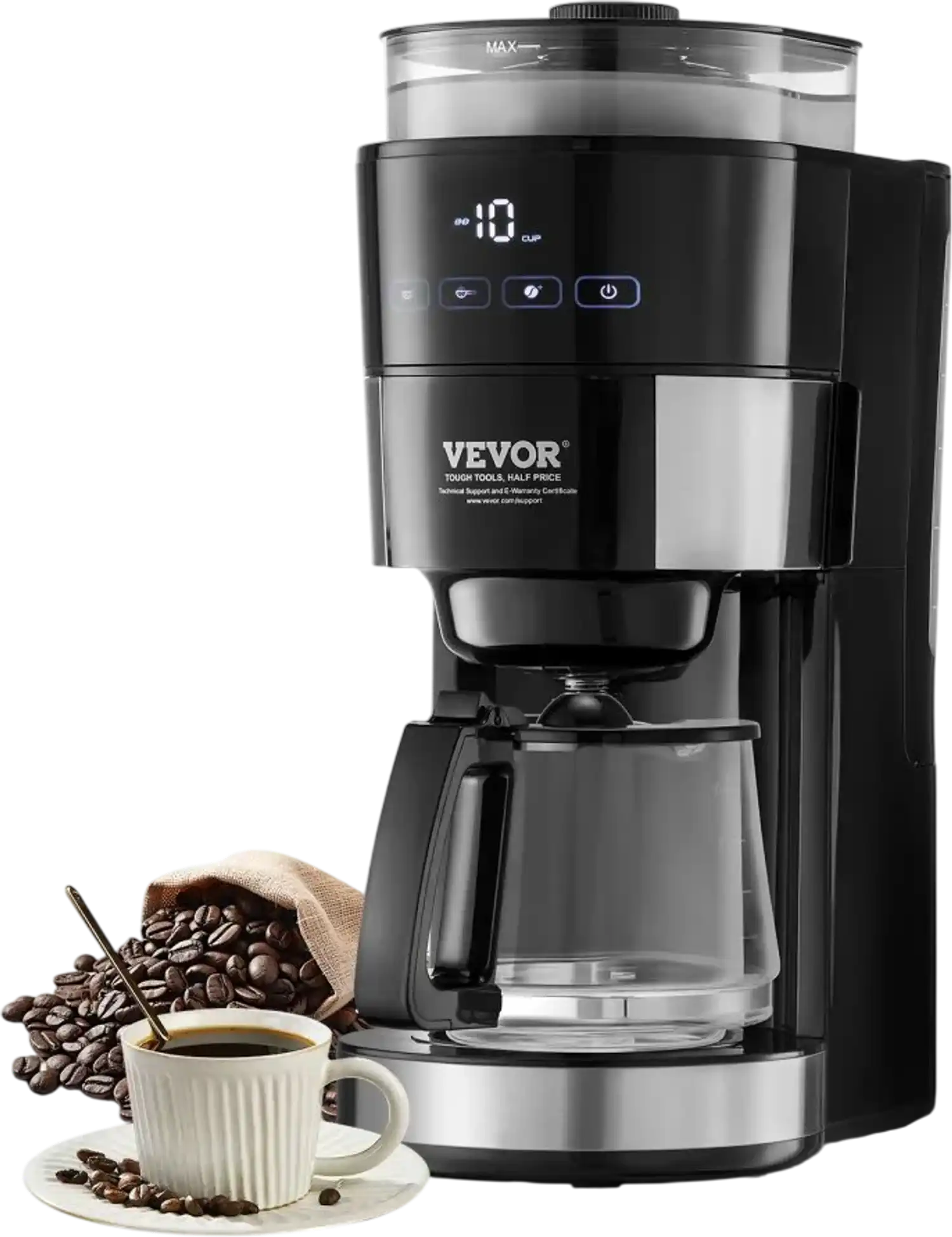 Vevor Coffee Maker Grind and Brew 10-Cup Drip Coffee Machine New