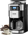 VEVOR Coffee Maker with Grinder, 12 Cup Coffee Machine, Grind and Brew Coffee Maker with 3 Brew Strength Control, 24-Hour Timer for Auto Brew, for Home Office Restaurant