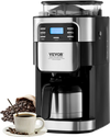 VEVOR Coffee Maker with Grinder, 8 Cup Coffee Machine, Grind and Brew Coffee Maker with 3 Brew Strength Control, 24-Hour Timer for Auto Brew, for Home Office Restaurant