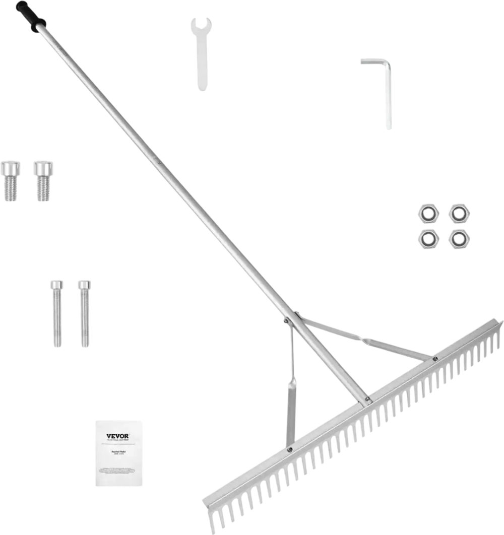 VEVOR Landscape Rake, 36" Head Aluminum Landscape Rake, Lake Weed Rake with 75" Long Handle, for Loosening Soil, Lawn Care, Weeding Lake, Garden, Pond