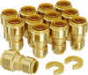 VEVOR Pipe Fittings, 1/2"-3/4" 12PCS Brass Pipe Fittings, Straight-Through Push-Fit Pipe Connector Brass Air Fittings, Heavy Duty Plumbing Fittings Adapter for Heating/Shower Systems,Water Pipes