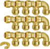 VEVOR Pipe Fittings, 1/2" 12PCS Brass Pipe Fittings, Elbow Push-Fit Pipe Connector Brass Air Fittings, Heavy Duty Plumbing Fittings Adapter for Heating/Shower Systems, Water Pipes
