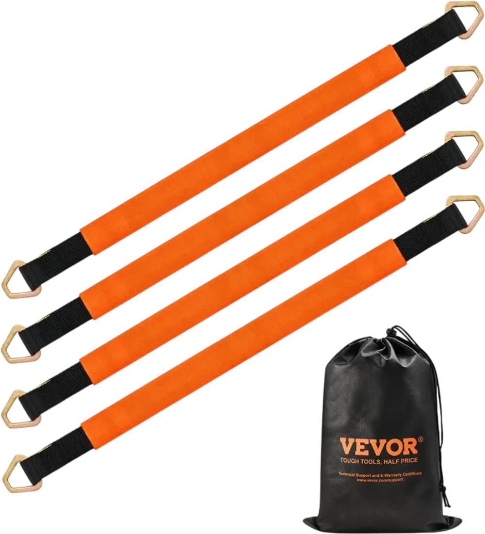 VEVOR Axle Straps, 2 in x 3.2 ft Heavy Duty Axle Tie Down Straps, 12000 lbs Break Strength Axle Tie Down Straps with D Rings, 4 Pack Heavy Duty Axle Straps, for Car, Trailer, Truck, Towing & Hauling