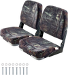 VEVOR Boat Seat, Low Backrest, Folding Fishing Boat Seat with Thickened Sponge Cushion & PU Polyester Fabric, Strong PP Frame, Flip Up Boat Seat for Boats, Yachts, Ships, Camouflage Color (2 Seats)