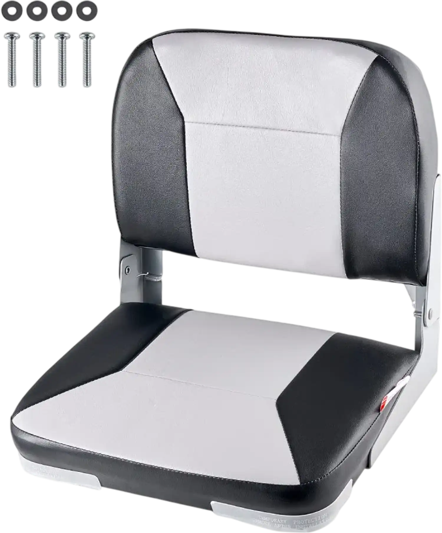 Vevor Boat Seat Low Backrest Folding Fishing Seat Black & Grey New