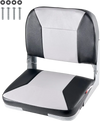 VEVOR Boat Seat, Low Backrest, Folding Fishing Boat Seat with Thickened Sponge Cushion & Waterproof PVC Leather, Aluminum Alloy Hinges, Flip Up Boat Seat for Fishing Boats, Yachts, Ships, Black & Grey
