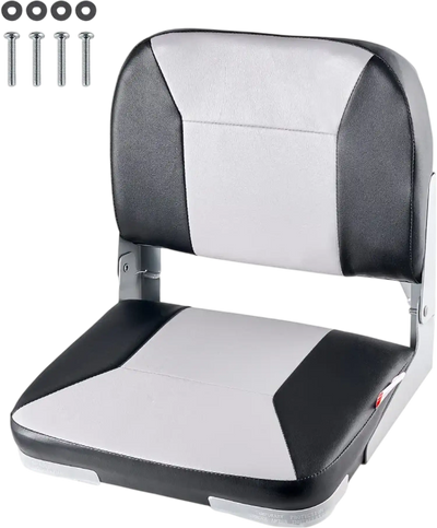 Vevor Boat Seat Low Backrest Folding Fishing Seat Black & Grey New