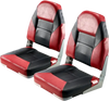 VEVOR Boat Seat, High Backrest, Folding Fishing Boat Seat with Thickened Sponge Cushion & Waterproof PVC Leather, Aluminum Alloy Hinges, Flip Up Boat Seat for Boats, Yachts, Ships, Black & Red