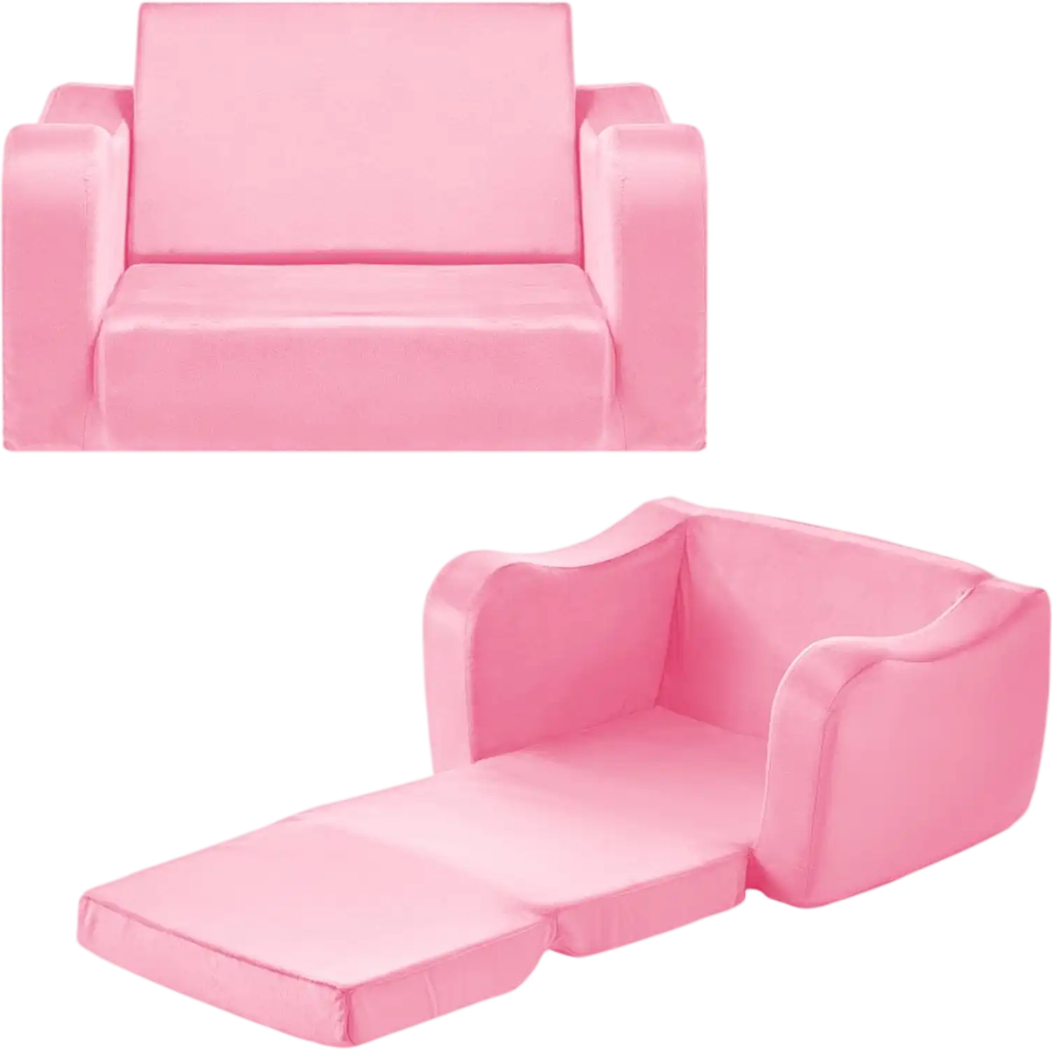 Vevor Kids Sofa 2-in-1 Foldable Toddler Couch with Armrests Pink New