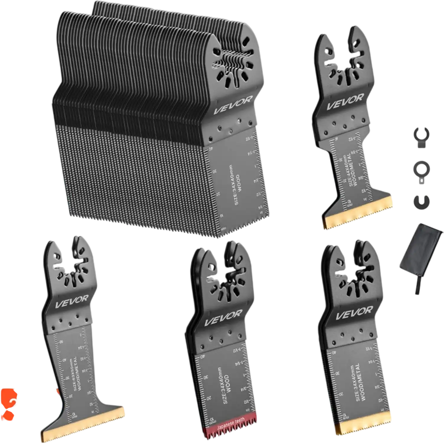 Vevor Oscillating Saw Blades Universal Quick Release Multi-Tool Blade Kit 60-Pc New