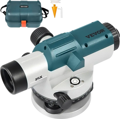 VEVOR Automatic Optical Level 26X Optical Auto Level Kit High Precision Height/Distance/Angle Level Measure Builders Level with Magnetic Dampened Compensator and Transport Lock, IP54 Waterproof