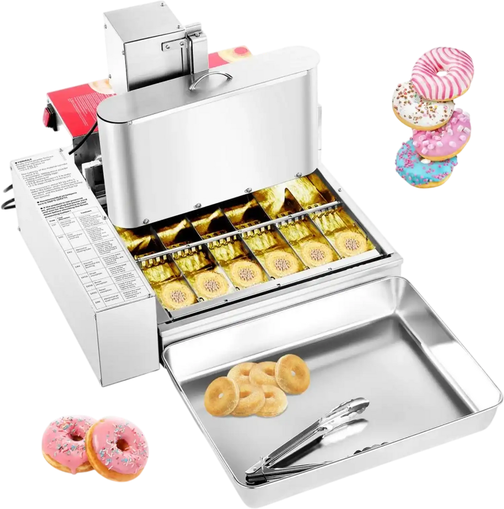 VEVOR Commercial Automatic Donuts Machine, 6 Rows Donuts Making Equipment, 360 pcs/hour Electric High Power Doughnut Maker, Stainless Steel Frying Auto Fryer, with Intelligent Control