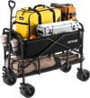 VEVOR Double Decker Wagon Collapsible, 400L Heavy Duty Folding Wagon Cart, Extended Long Garden Cart with All-Terrain Wheels, Support Up to 450lbs, Outdoor Utility Wagon for Camping, Sports, Shopping