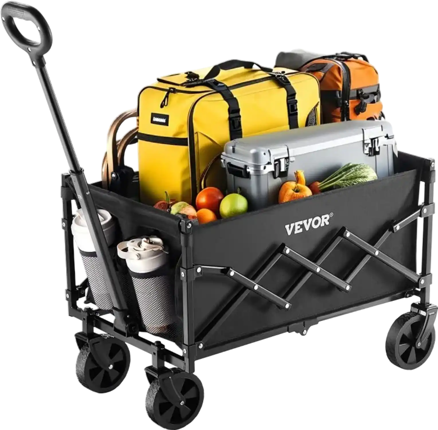 Vevor Folding Wagon Cart Heavy-Duty Collapsible Garden Utility Cart 225 lbs Black New
