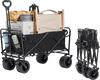 VEVOR Collapsible Folding Wagon, 3 cu.ft Beach Wagon Cart with All-Terrain Wheels, Heavy Duty Folding Wagon Cart 350 lbs Weight Capacity with Drink Holders, Sports Wagon for Camping, Shopping, Garden