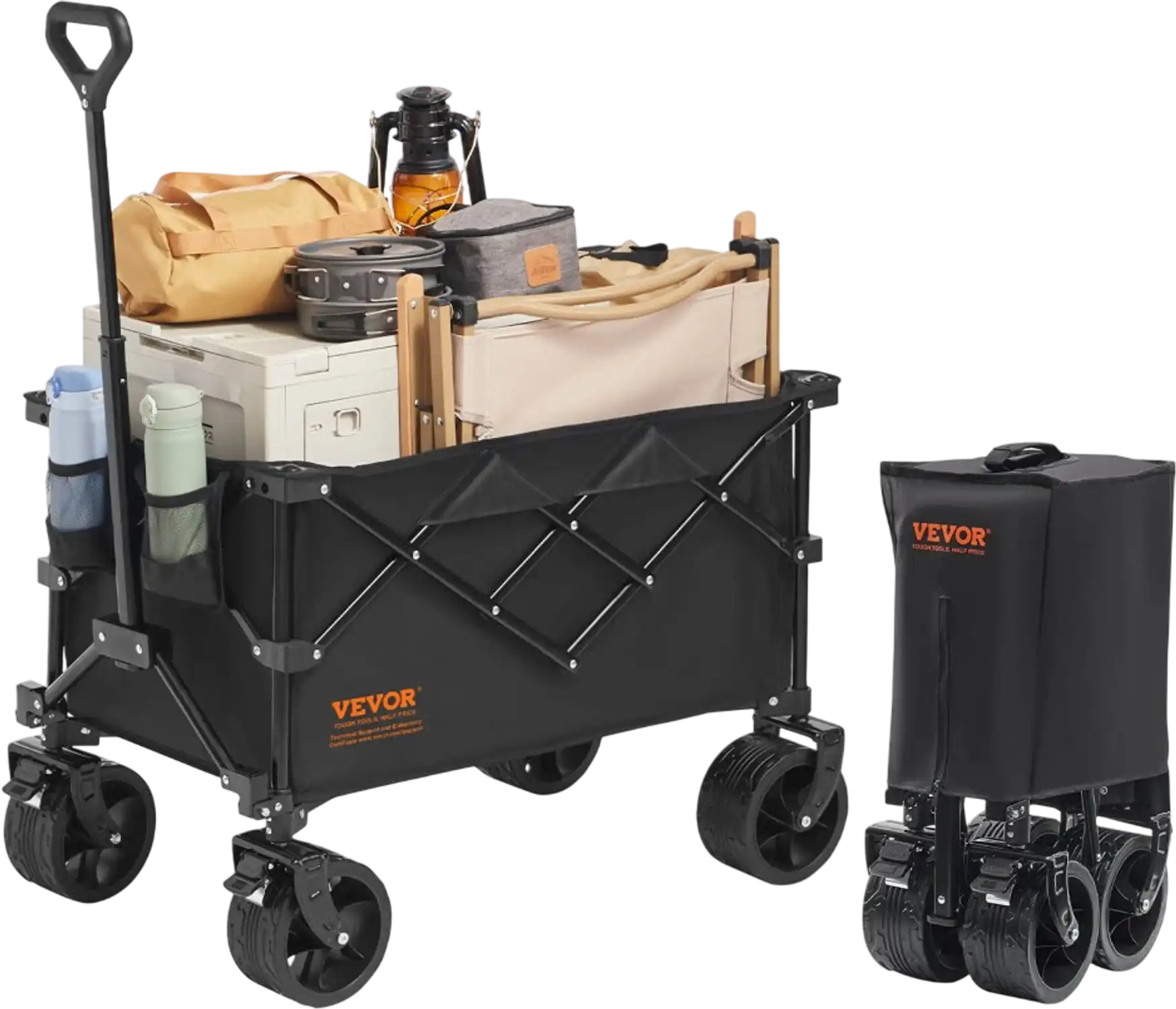 Vevor Folding Wagon Collapsible Beach Cart with All-Terrain Wheels 220 L New