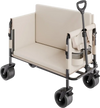 VEVOR Collapsible Folding Wagon, 550lb Load & 220L, 2 in 1 Foldable Wagon Cart Converts to Bench, Utility Wagon with Adjustable Handle, Outdoor Cart for Groceries Shopping, Camping, Gardening