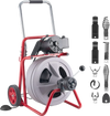 VEVOR Drain Cleaner Machine 75 FT x 1/2 Inch, Auto Feed Sewer Snake Drain Auger on Wheels, Portable Drain Cleaning Machine with 8 Cutters & Air-Activated Foot Switch for 2" to 6" Pipes