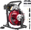 VEVOR Drain Cleaner Machine 50 FT x 5/16 Inch, Auto Feed Sewer Snake Auger with 4 Cutters & Air-Activated Foot Switch for 2" to 4" Pipes