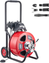 VEVOR Drain Cleaner Machine 100 FT x 3/4 Inch, Auto Feed Sewer Snake Auger on Wheels, Portable Drain Cleaning Machine with 4 Cutters & Air-activated Foot Switch for 4" to 8" Pipes