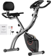 VEVOR Folding Exercise Bike, Foldable Fitness Stationary Bike, Adjustable Magnetic Resistance Stationary Bike, Upright Indoor Cycling Bike for Home Gym Workout, Comfortable Seat Cushion, LCD Monitor
