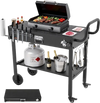 VEVOR Outdoor Grill Cart, 31.0 x 17.0 inch Tabletop Size Grilling Table, Foldable Outdoor Cooking Table with Tissue Holder, Wheels, Magnetic Tool Rack, BBQ Prep Tables for Picnic, Kitchen, Courtyard