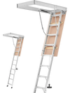 VEVOR Aluminum Attic Ladder, Fits 9.8'-10.3'/7.66'-9.8' Ceiling Height, 54" x 22.5" Opening, 375 lbs Load Capacity, Multi-Purpose Foldable Lightweight and Portable Attic Stairs for Convenient Access