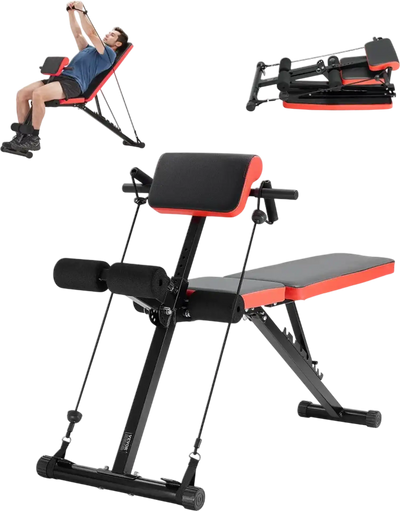 VEVOR Multi-Functional Weight Bench for Full Body Workout, Roman Chair Hyperextension Bench, 770 lbs Adjustable & Foldable Equipment for Back Arm Core Ab Workout, Sit Up Exercise Machine for Home Gym