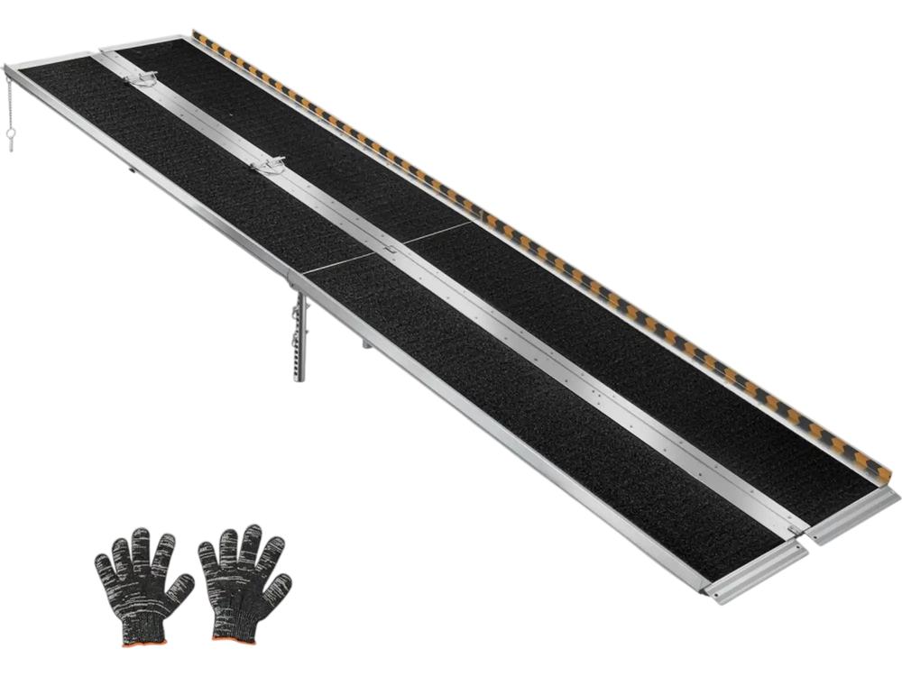 VEVOR Portable Wheelchair Ramp, 10FT, Non-Slip Aluminum Folding Handicap Ramp for Wheelchair, 800 lbs Capacity, Door Threshold Ramps for Home Steps, Stairs, Entry, Threshold, Doorways, Scooter, Curbs