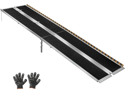 VEVOR Portable Wheelchair Ramp, 10FT, Non-Slip Aluminum Folding Handicap Ramp for Wheelchair, 800 lbs Capacity, Door Threshold Ramps for Home Steps, Stairs, Entry, Threshold, Doorways, Scooter, Curbs