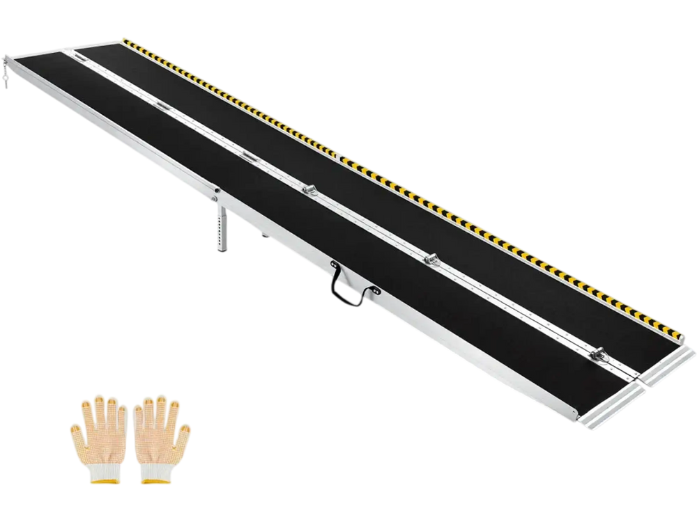 VEVOR Portable Wheelchair Ramp, 12FT, Non-Slip Aluminum Folding Handicap Ramp for Wheelchair, 800 lbs Capacity, Door Threshold Ramps for Home Steps, Stairs, Entry, Threshold, Doorways, Scooter, Curbs