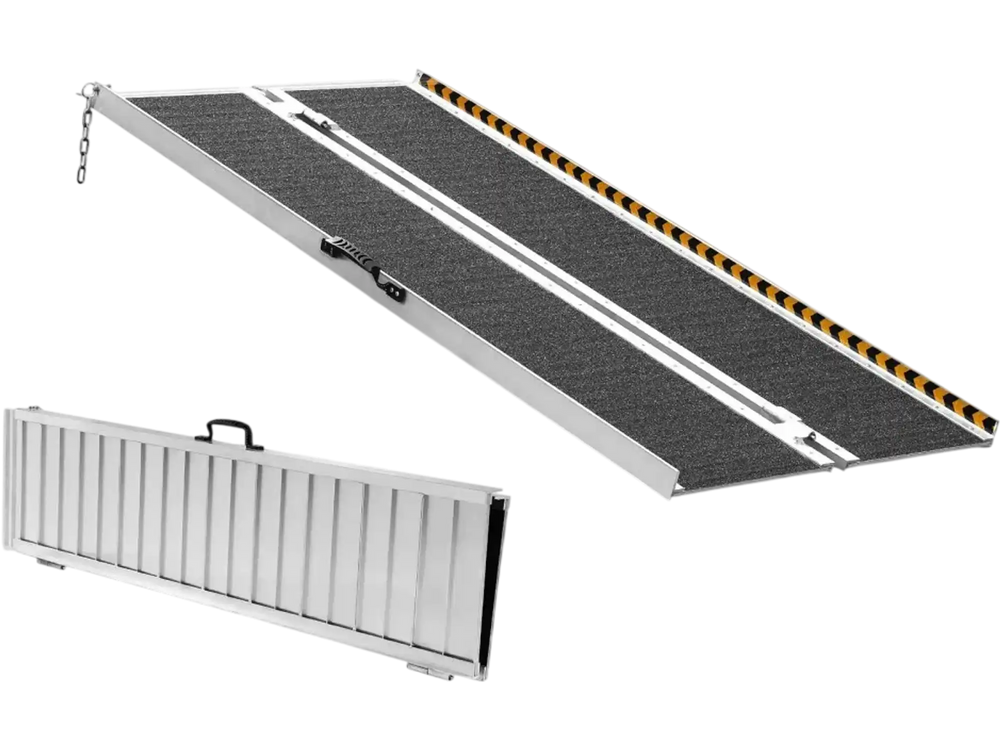 VEVOR Portable Wheelchair Ramp, 4 ft 800 lbs Capacity, Non-Slip Aluminum Folding Threshold Ramp, Foldable Mobility Scooter Ramp Wheel Chair Ramp, Handicap Ramp for Home Steps, Stairs, Doorways, Curbs