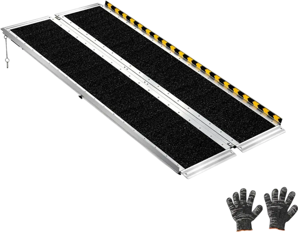 VEVOR Portable Wheelchair Ramp, 5FT, Non-Slip Aluminum Folding Handicap Ramp for Wheelchair, 800 lbs Capacity, Door Threshold Ramps for Home Steps, Stairs, Entry, Threshold, Doorways, Scooter, Curbs