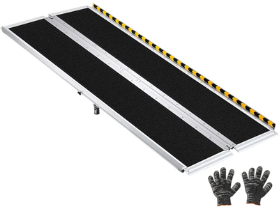 Vevor Portable Wheelchair Ramp 6' Folding Non-Slip Aluminum Threshold Ramp 800 lbs New
