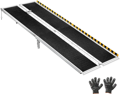 Vevor Wheelchair Ramp 7' Folding Non-Slip Aluminum Portable Threshold Ramp New