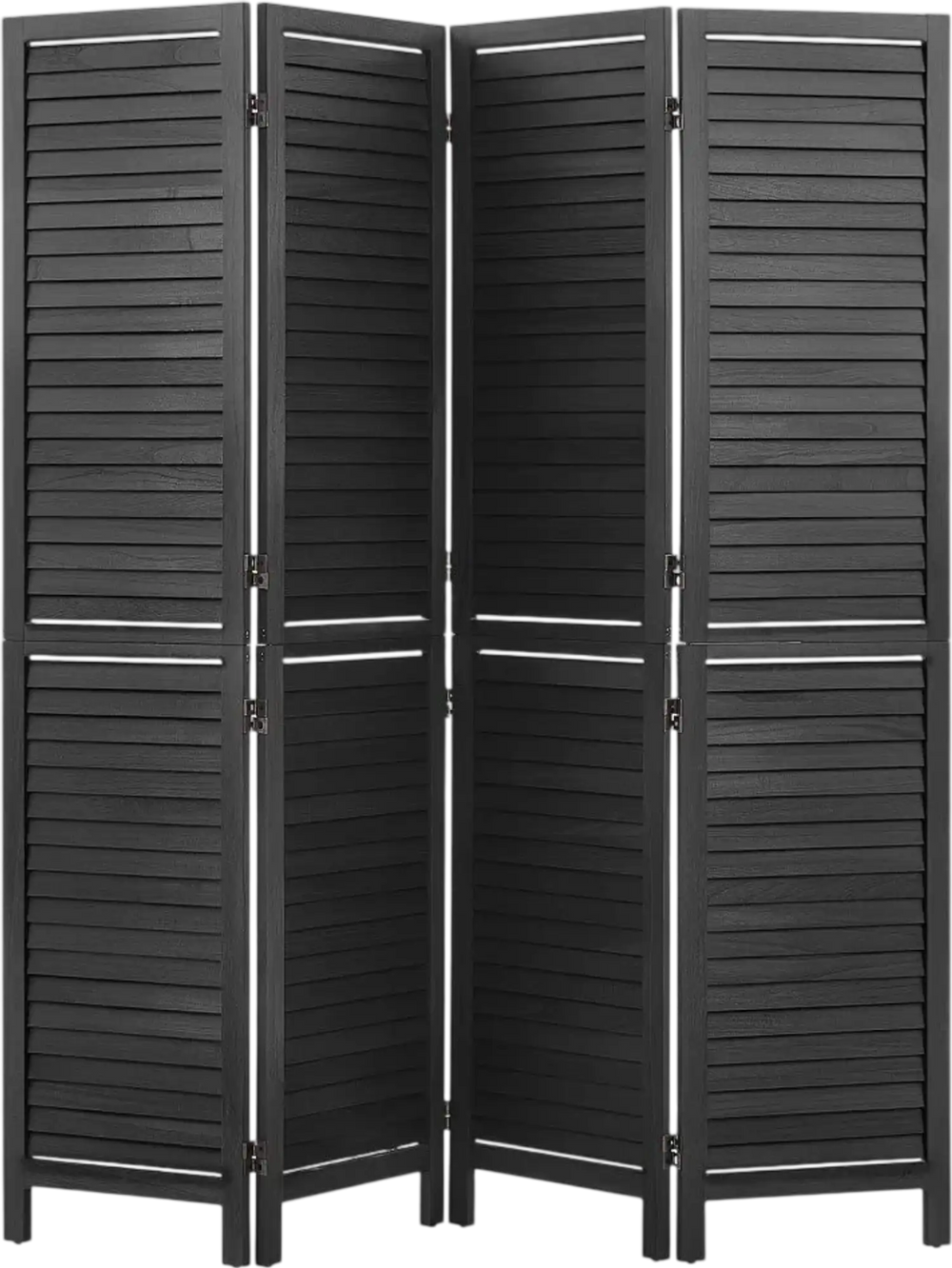 VEVOR Wood Room Divider 4 Panels 67 in Wood Folding Privacy Screen Black, For Room Separation & Home Decor, Solid Frame, 360° Two-Way Hinges, Easy Assembly, Louvered Wooden Partition with Hardware