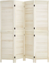 VEVOR Wood Room Divider 4 Panels 67 in Tall Wood Folding Privacy Screen, For Room Separation & Home Decor, Solid Frame, 360° Two-Way Hinges, Easy Assembly, Louvered Wooden Partition with Hardware