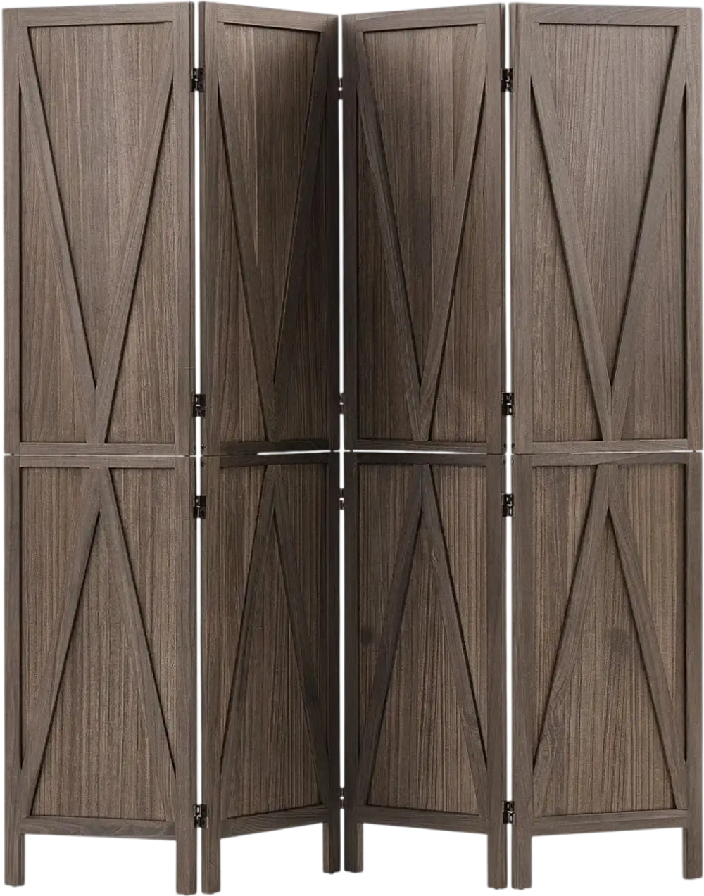 VEVOR Wood Room Divider 4 Panels Wood Folding Privacy Screen X Pattern, For Room Separation & Home Decor, 67 inches Tall, Solid Frame, 360° Two-Way Hinges, Rustic Wooden Partition with Hardware