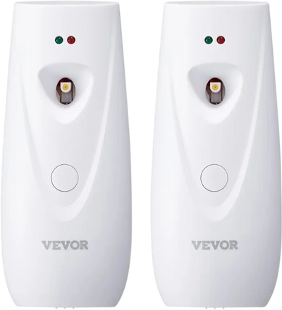 VEVOR Automatic Air Freshener Spray Dispenser, 2-Pack, Wall Mounted or Free Standing, Battery Operated, Multiple Time Settings for Home, Indoor, Bathrooms, Offices, Hotels, Commercial Places, White