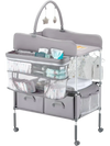 VEVOR Baby Changing Table, Foldable Diaper Change Station with 2 Fabric Drawers, Side Basket & Hanging Rod, Adjustable Height Portable Changing Table with Lockable Wheels & 2 Star Toys, Light Gray