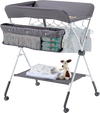 VEVOR Baby Changing Table, Foldable Diaper Change Station with Side Basket, Adjustable Height Portable Changing Table with Lockable Wheels, Multi-Functional Storage Organizer Nursery, Dark Gray