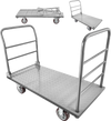 VEVOR Platform Truck, 2650 lbs Capacity, Heavy Duty Flatbed Cart Dolly with Detachable Guardrail and Swivel Wheels, Foldable Hand Push Truck Cart, for Groceries, Garage, Warehouse, 48 x 24 x 36.2 in